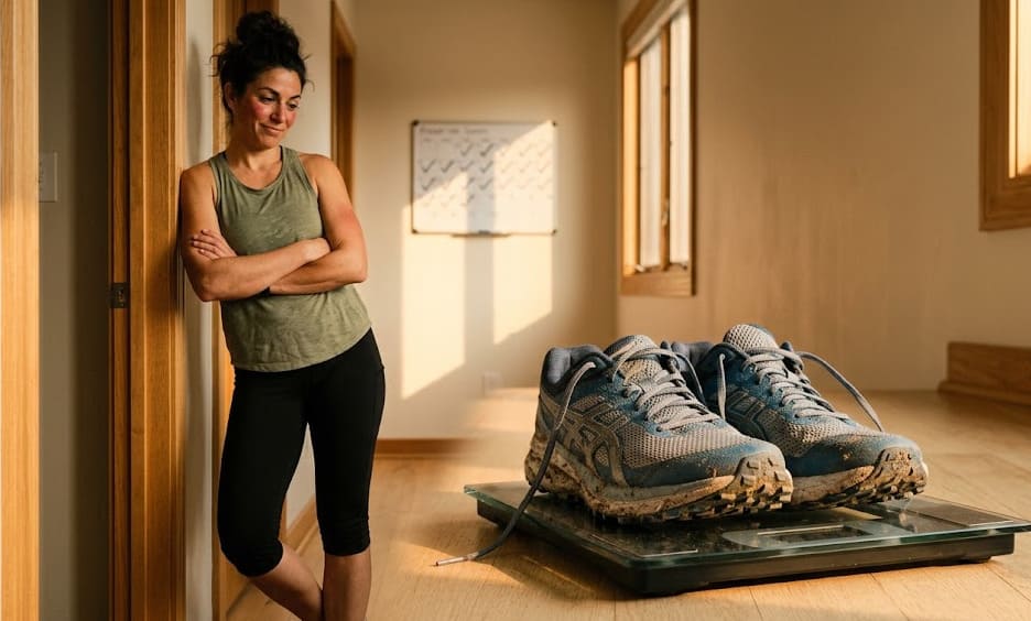 Coureur sur sentier au lever du soleil pour illustrer la course à pied et la perte de poids
