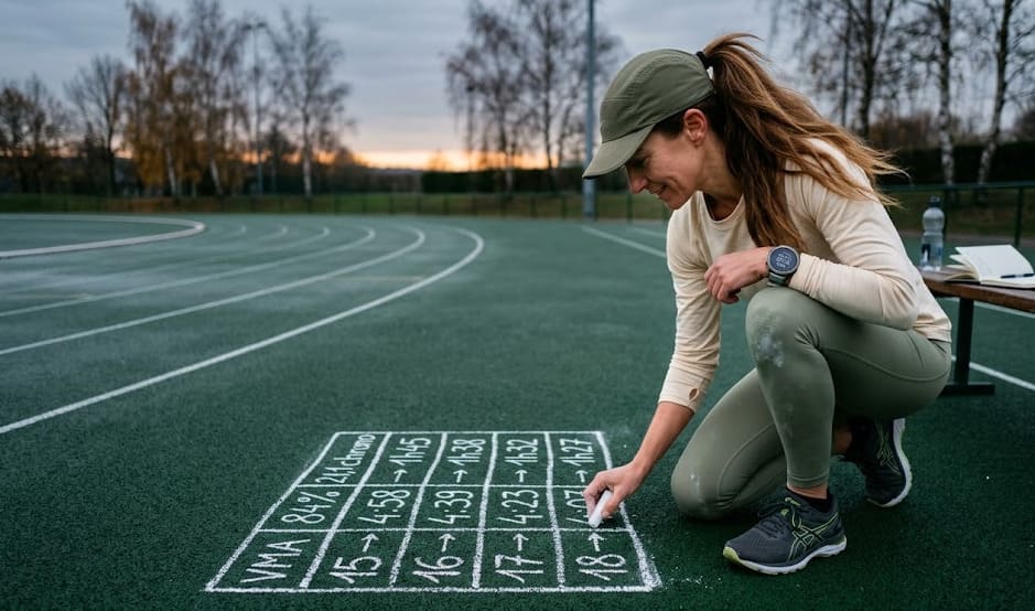 Coureur sur un parcours de semi-marathon à la lumière dorée du matin