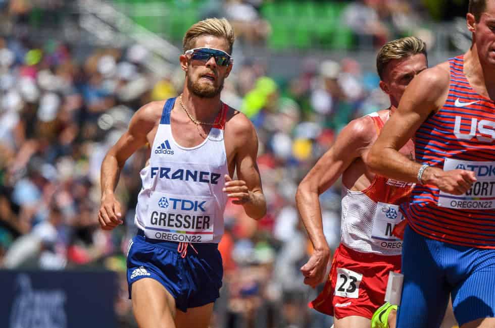 Jimmy Gressier, recordman de France du 3 000 m, du 5 000 m et du 10 000 m, en course aux championnats du monde d'Eugene en 2022